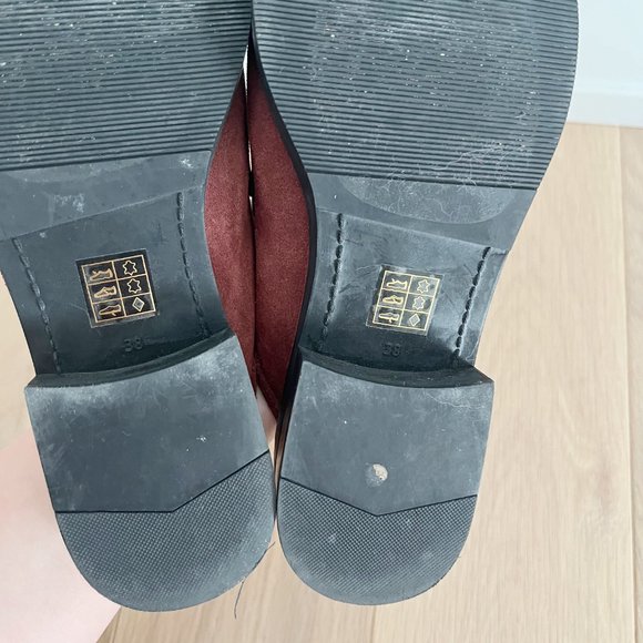 Free People Payton Penny Loafer Suede Maroon Size 8 - Picture 12 of 13